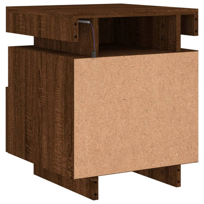 Comodini con Luci LED 2pz Rovere Marrone 40x39x48,5 cm - homemem39