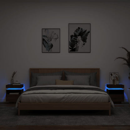 Comodini con Luci LED 2pz Rovere Marrone 40x39x48,5 cm - homemem39