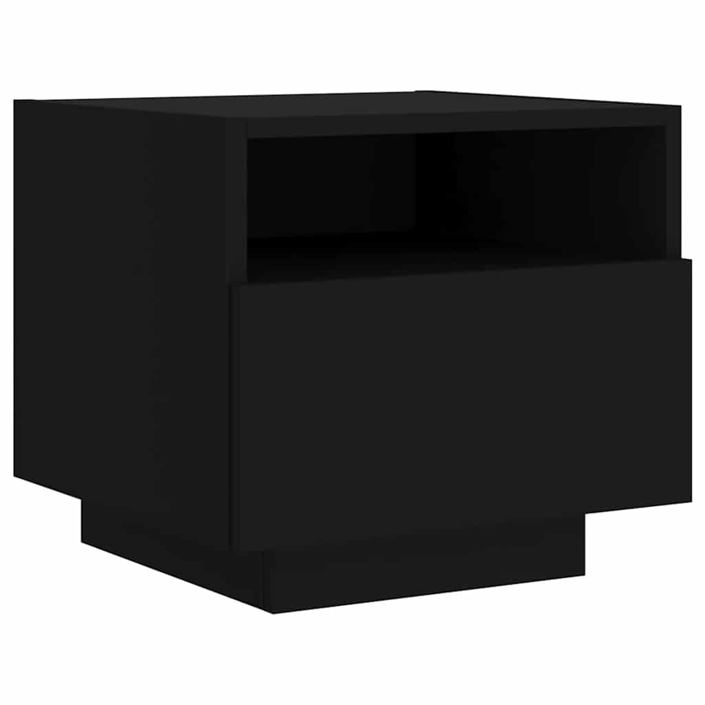 Comodini con Luci LED 2pz Neri 40x39x37 cm - homemem39