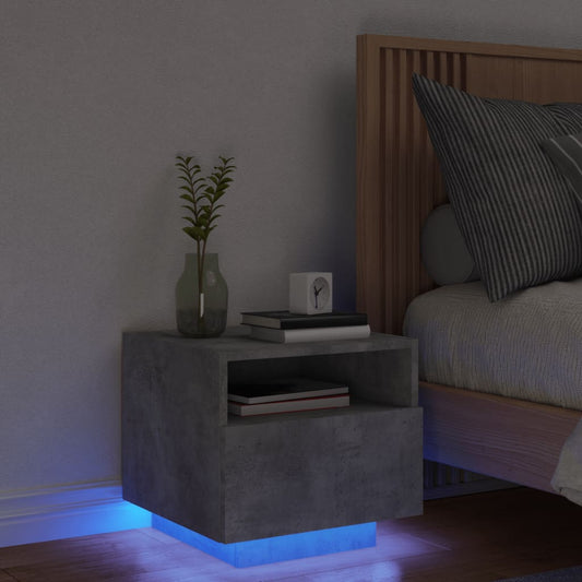 Comodino con Luci LED Grigio Cemento 40x39x37 cm - homemem39