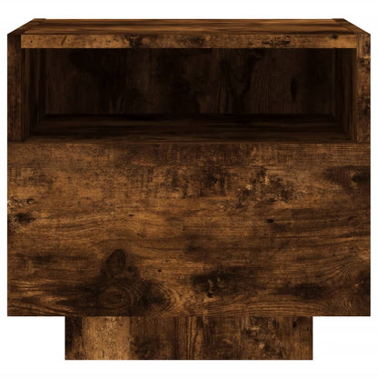 Comodino con Luci LED Rovere Fumo 40x39x37 cm