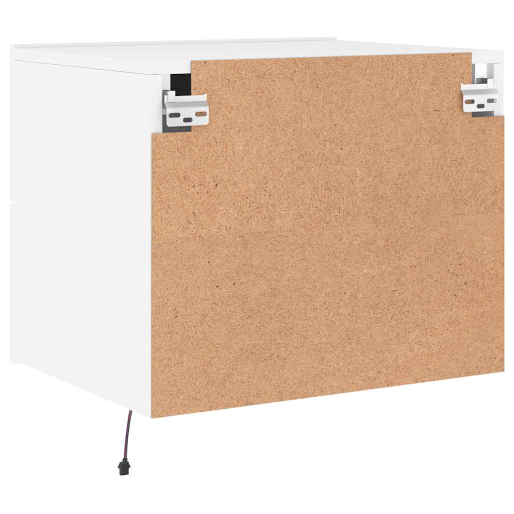 Comodini a Parete con Luci LED 2 pz Bianchi - homemem39