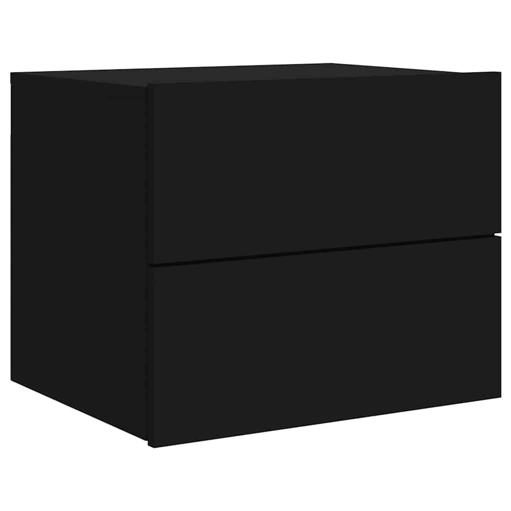 Comodini a Parete con Luci LED 2 pz Neri - homemem39