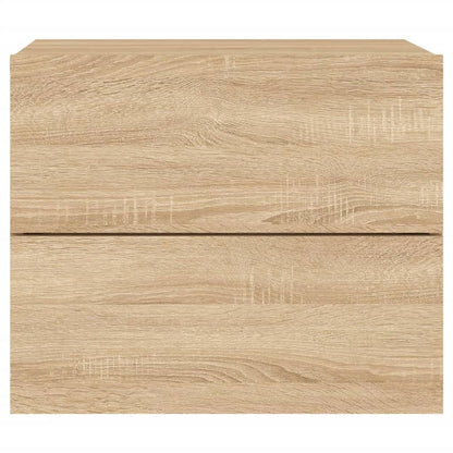 Comodino a Parete con luci LED Rovere Sonoma - homemem39