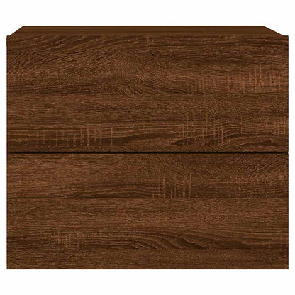 Comodini a Parete con luci LED 2 pz Rovere Marrone