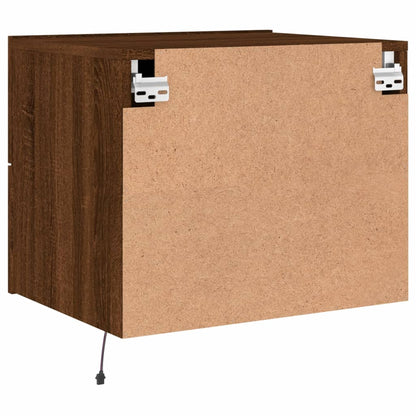 Comodini a Parete con luci LED 2 pz Rovere Marrone