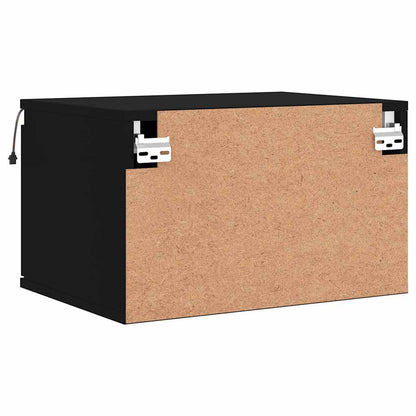 Comodino a Parete con Luci LED Nero - homemem39