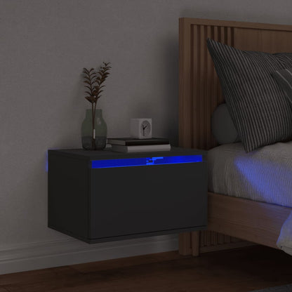 Comodino a Parete con Luci LED Nero - homemem39