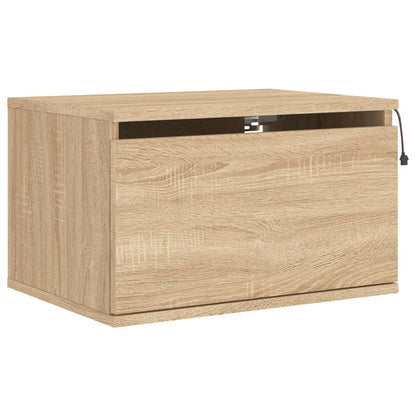Comodino a Parete con luci LED Rovere Sonoma - homemem39