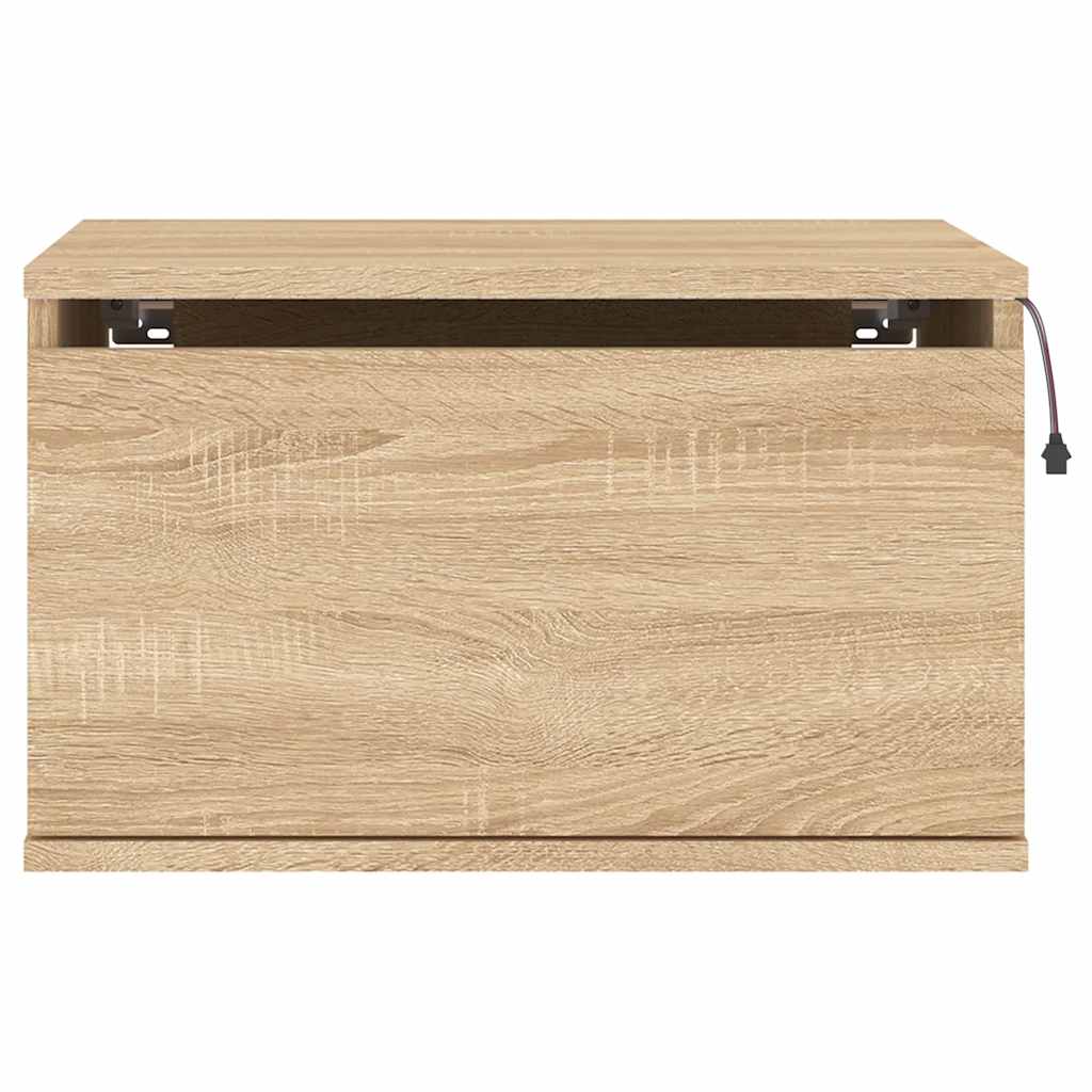 Comodino a Parete con luci LED Rovere Sonoma - homemem39