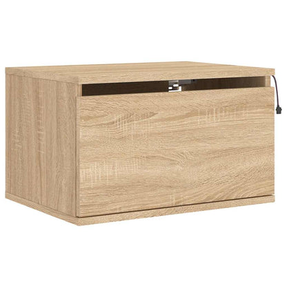 Comodini a Parete con luci LED 2 pz Rovere Sonoma - homemem39
