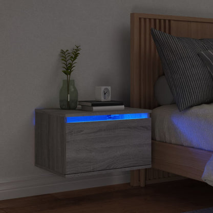 Comodino a Parete con luci LED Grigio Sonoma - homemem39
