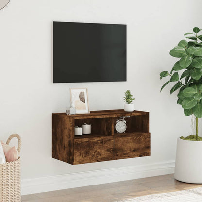 Mobile TV a Parete Rovere Fumo 60x30x30 cm in Legno Multistrato - homemem39