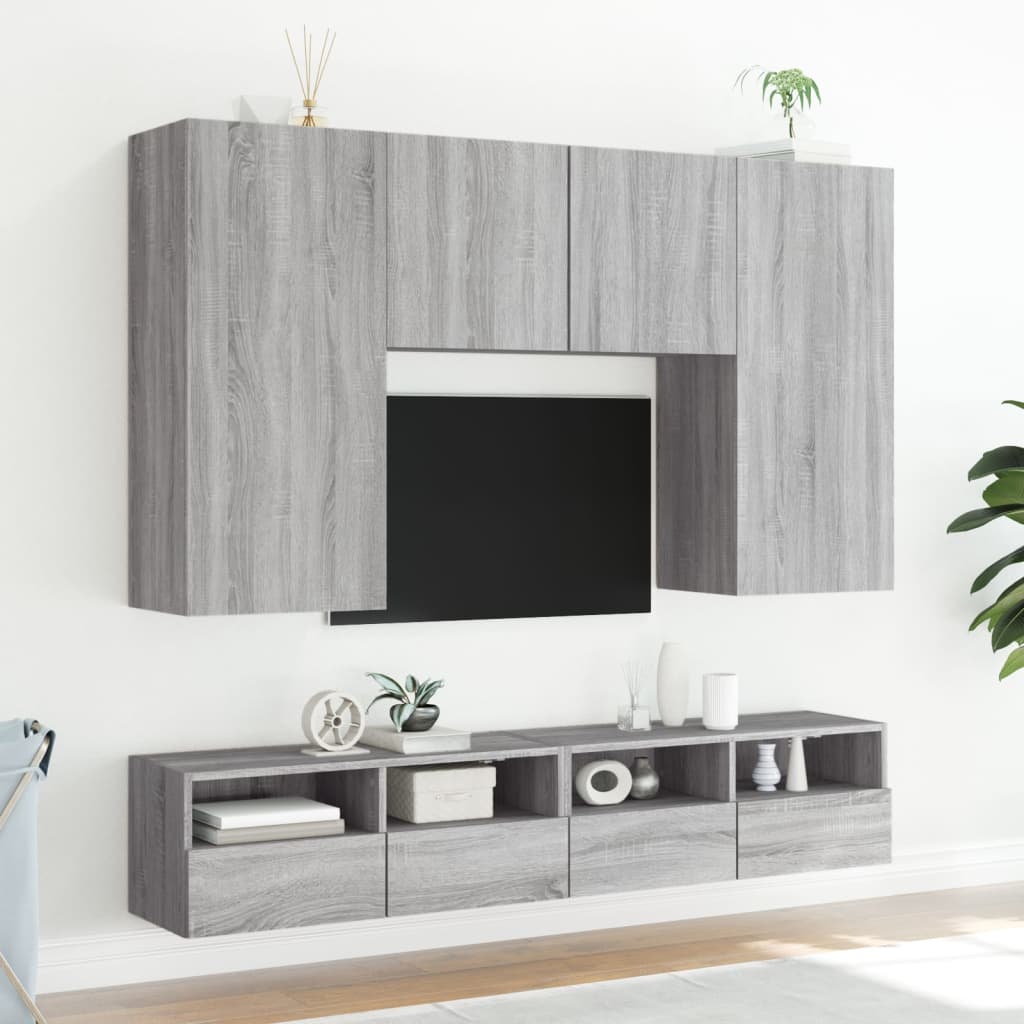 Mobile TV a Parete Grigio Sonoma 80x30x30 cm Legno Multistrato