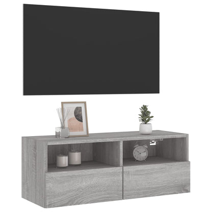 Mobile TV a Parete Grigio Sonoma 80x30x30 cm Legno Multistrato