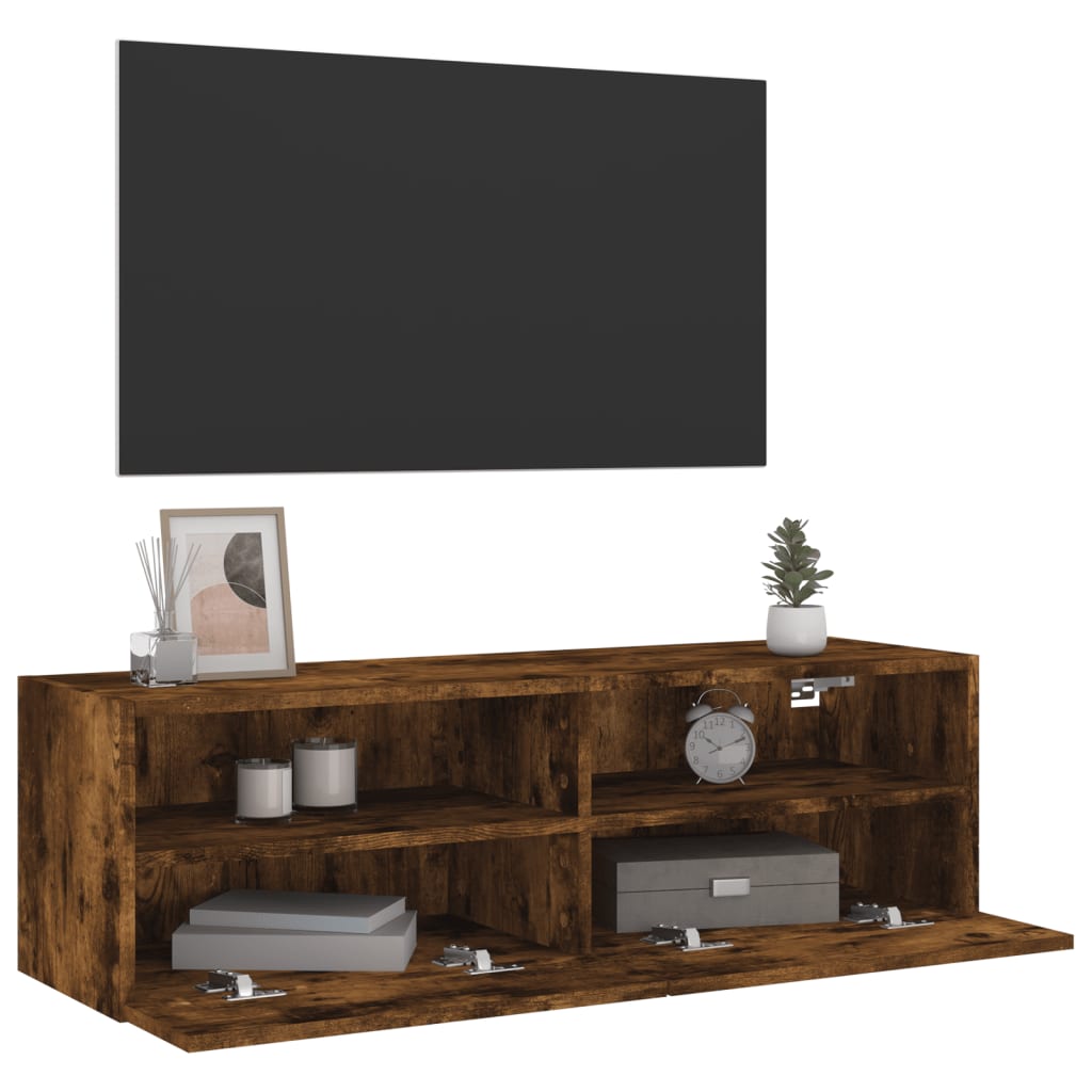 Mobile TV a Parete Rovere Fumo 100x30x30 cm Legno Multistrato