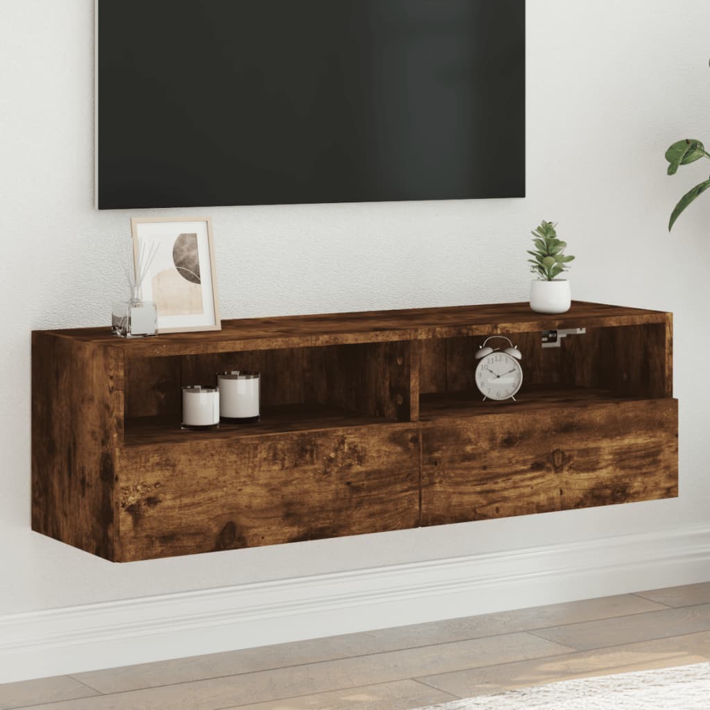 Mobile TV a Parete Rovere Fumo 100x30x30 cm Legno Multistrato