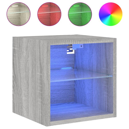 Mobili TV a Parete con Luci LED 2pz Grigio Sonoma 30x28,5x30 cm - homemem39