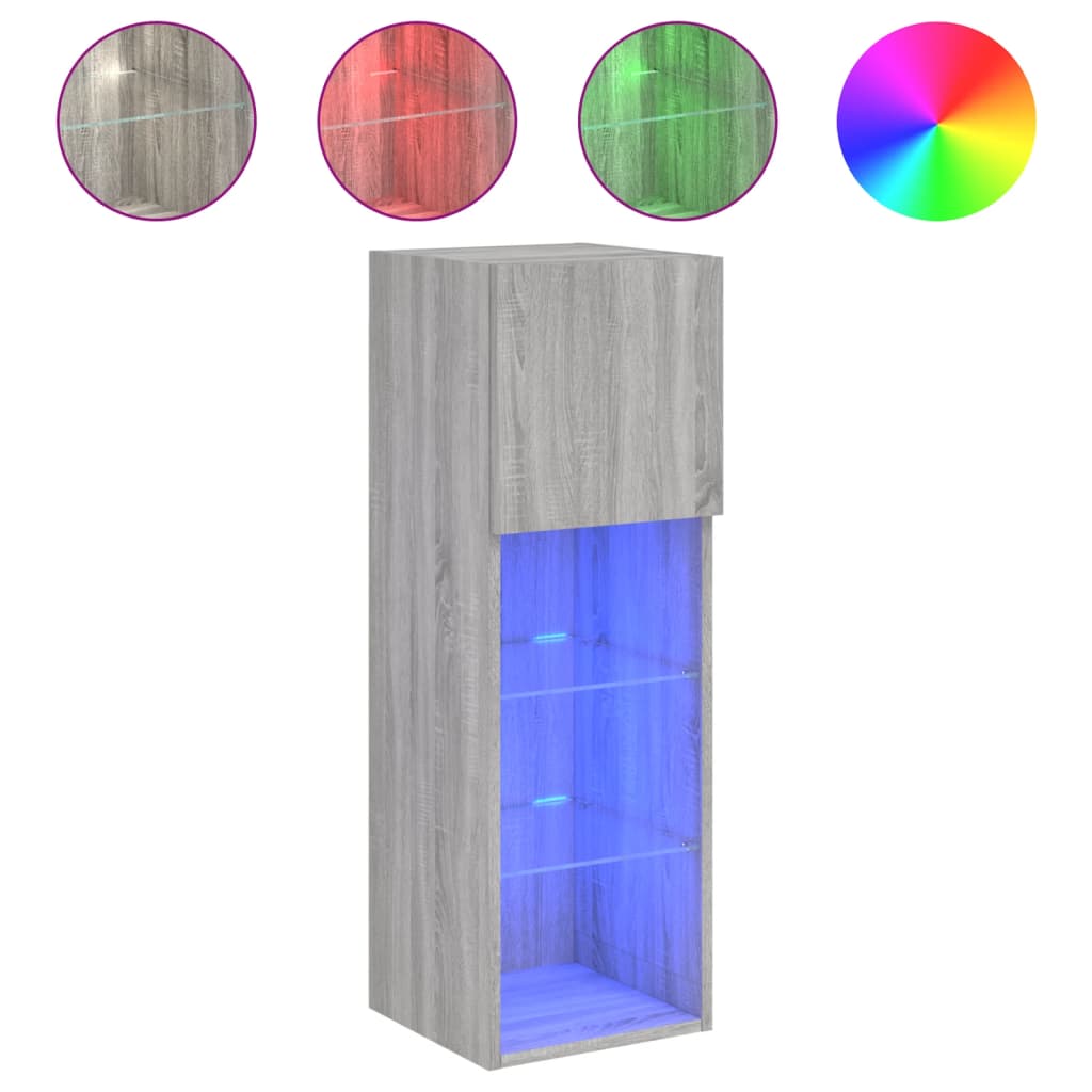 Mobile TV con Luci LED Grigio Sonoma 30,5x30x90 cm | homemem39