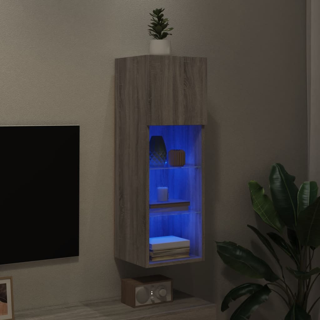 Mobile TV con Luci LED Grigio Sonoma 30,5x30x90 cm | homemem39