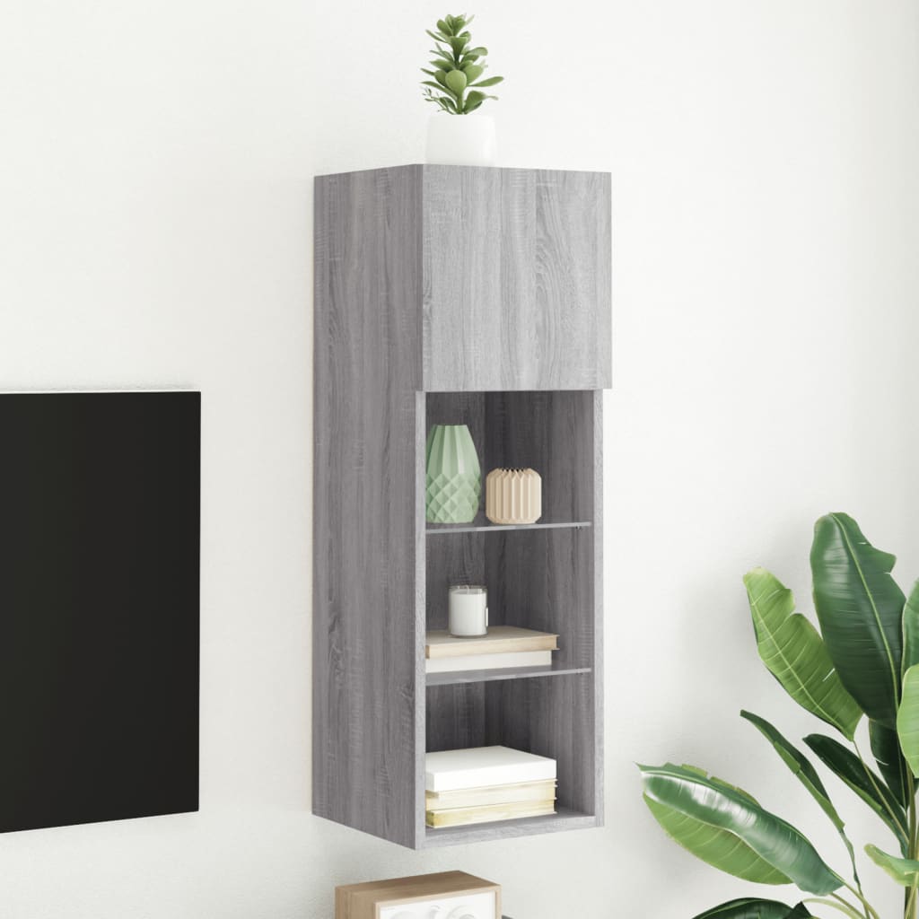 Mobile TV con Luci LED Grigio Sonoma 30,5x30x90 cm | homemem39