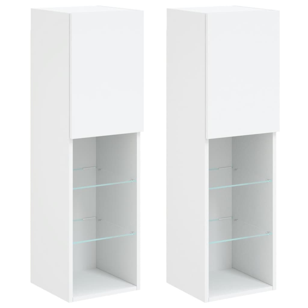 Mobili Porta TV con Luci LED 2 pz Bianchi