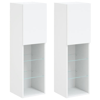 Mobili Porta TV con Luci LED 2 pz Bianchi