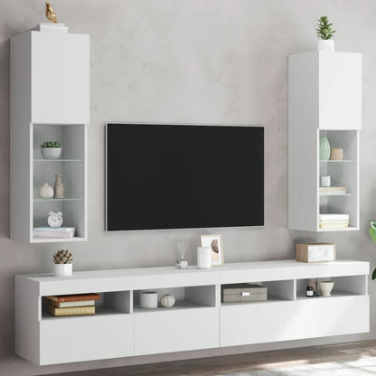 Mobili Porta TV con Luci LED 2 pz Bianchi