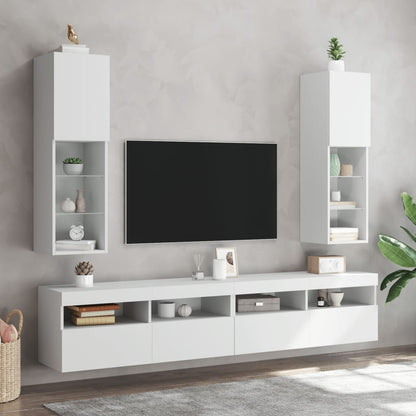 Mobili Porta TV con Luci LED 2 pz Bianchi