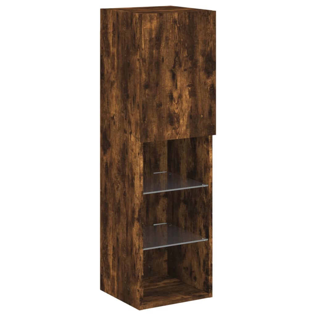 Mobile TV con Luci LED Rovere Fumo 30,5x30x102 cm | homemem39