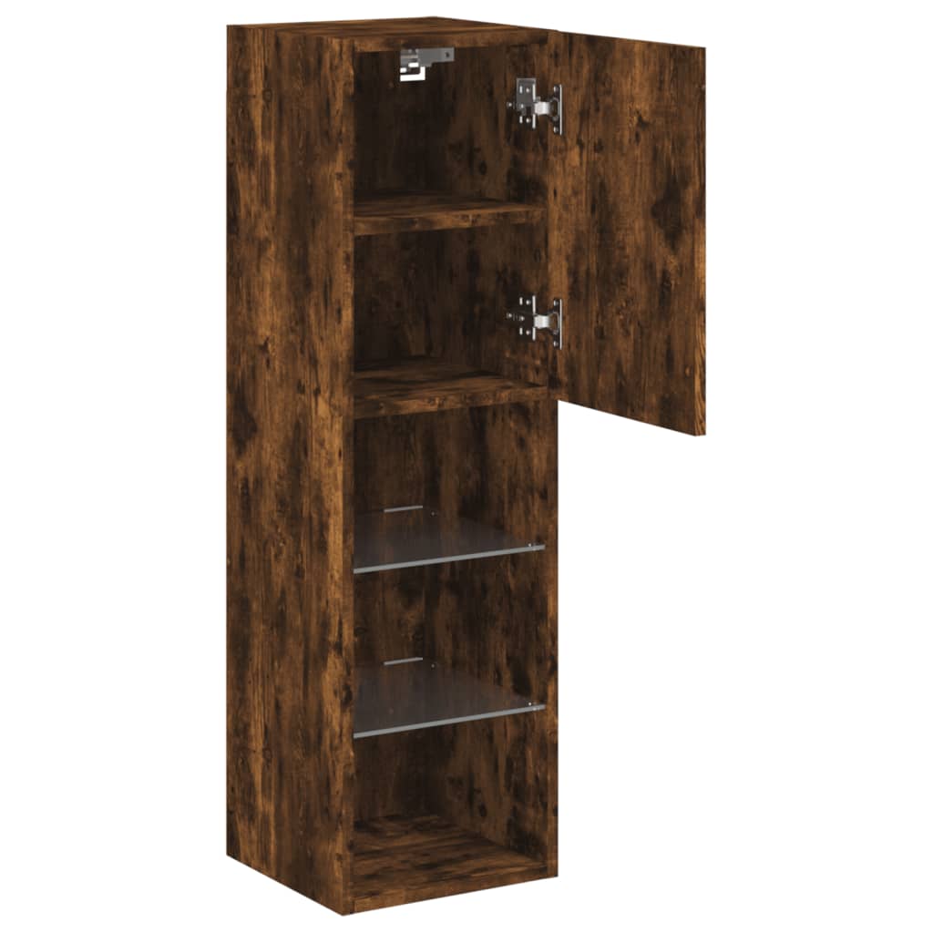 Mobile TV con Luci LED Rovere Fumo 30,5x30x102 cm | homemem39