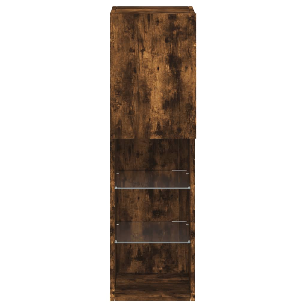 Mobile TV con Luci LED Rovere Fumo 30,5x30x102 cm - homemem39