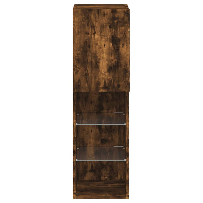 Mobile TV con Luci LED Rovere Fumo 30,5x30x102 cm - homemem39