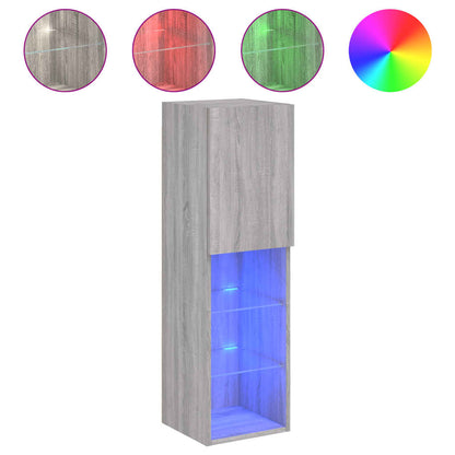 Mobili TV con Luci LED 2pz Grigio Sonoma 30,5x30x102 cm