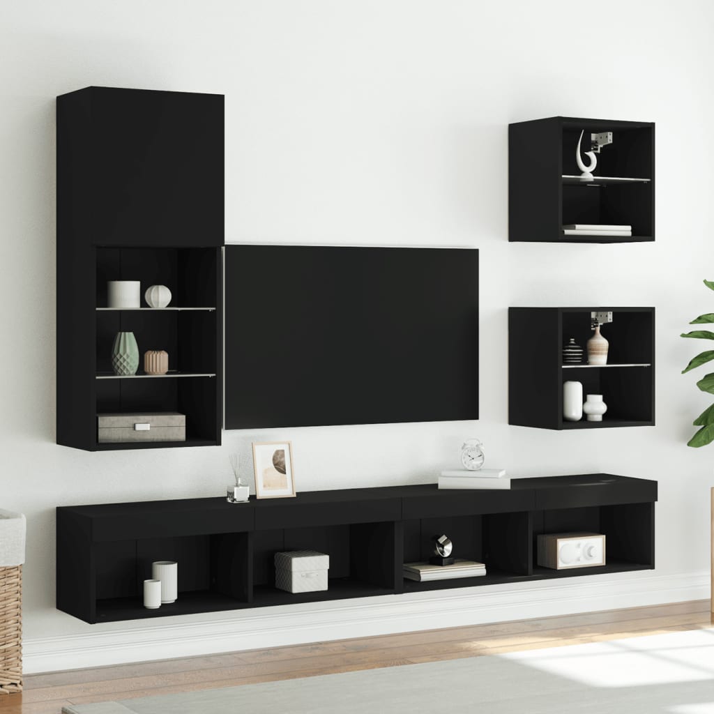 Mobile TV con Luci LED Nero 40,5x30x102 cm | homemem39