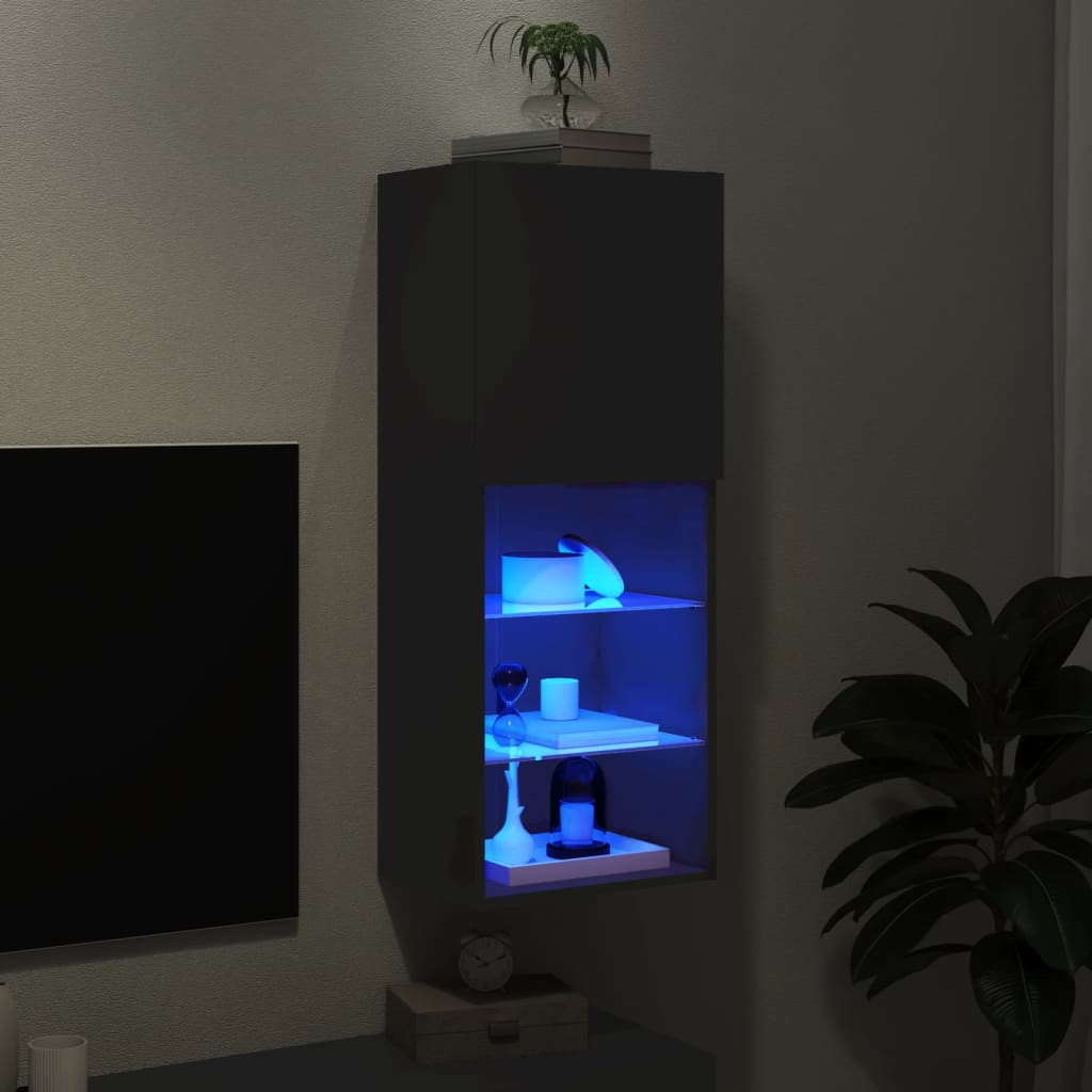 Mobile TV con Luci LED Nero 40,5x30x102 cm | homemem39
