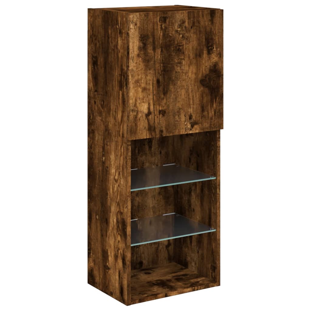 Mobile TV con Luci LED Rovere Fumo 40,5x30x102 cm | homemem39
