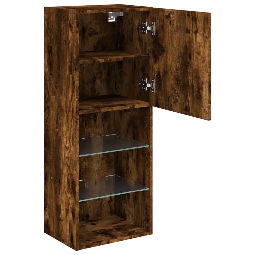 Mobile TV con Luci LED Rovere Fumo 40,5x30x102 cm | homemem39