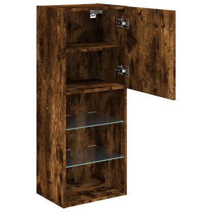 Mobile TV con Luci LED Rovere Fumo 40,5x30x102 cm | homemem39
