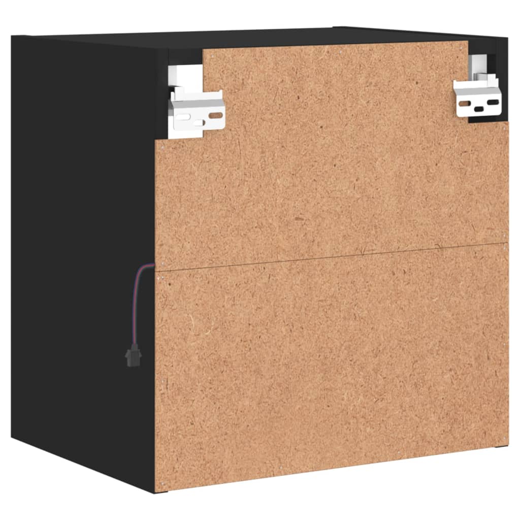 Comodino con Luci LED a Parete Nero - homemem39