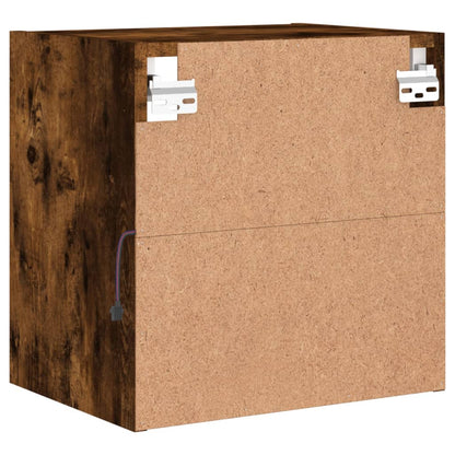 Comodino con Luci LED a Parete Rovere Fumo