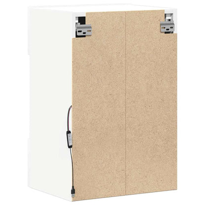 Mobili da parete con luci LED per TV 2pz Bianchi 40x30x60,5 cm