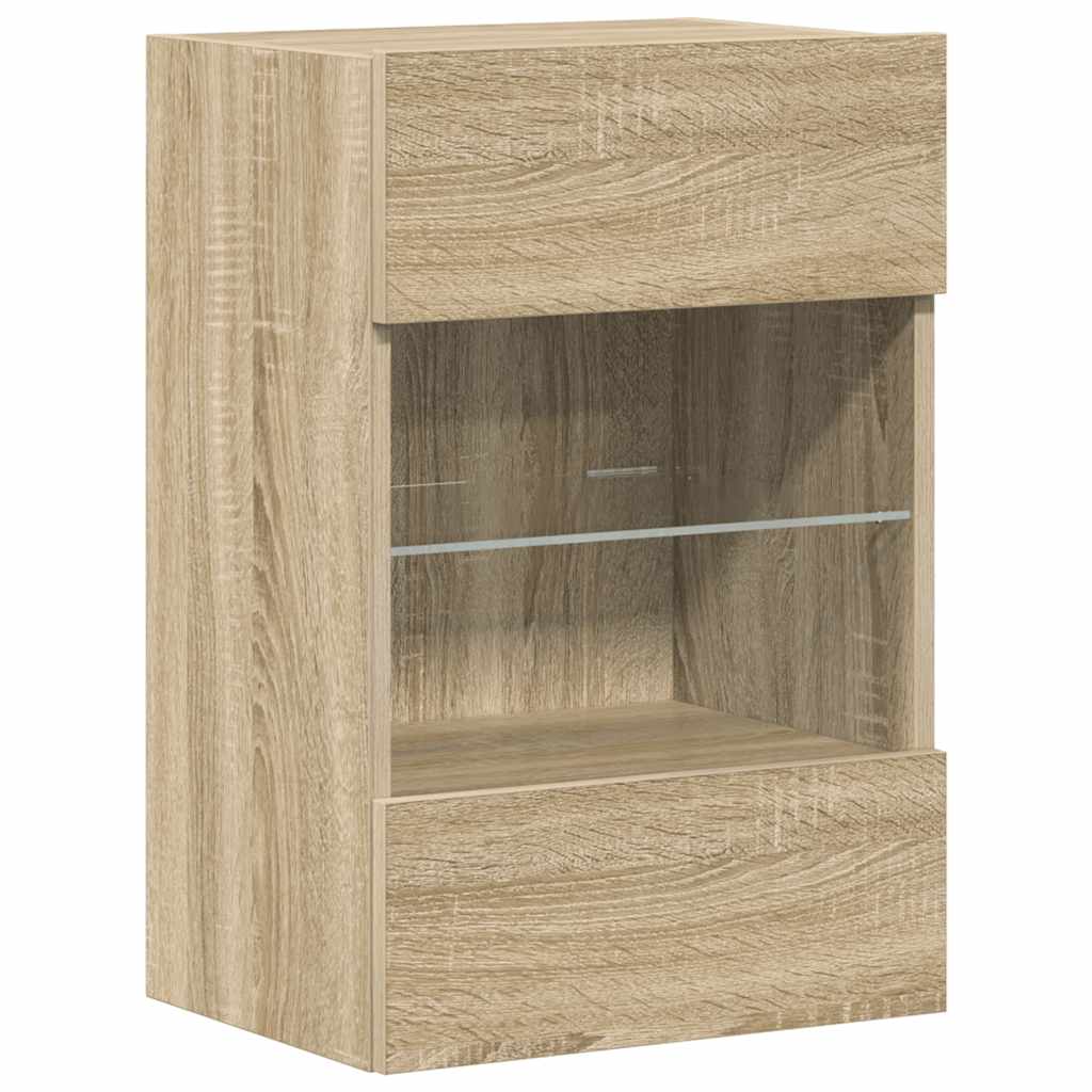 Mobili da parete con luci LED per TV 2pz Rovere Sonoma 40x30x60,5 cm