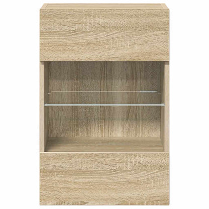 Mobili da parete con luci LED per TV 2pz Rovere Sonoma 40x30x60,5 cm