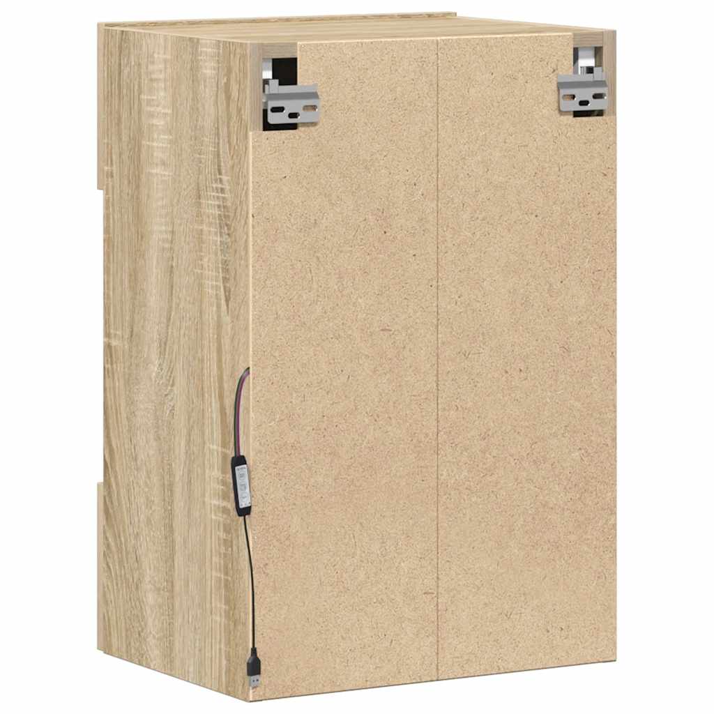 Mobili da parete con luci LED per TV 2pz Rovere Sonoma 40x30x60,5 cm