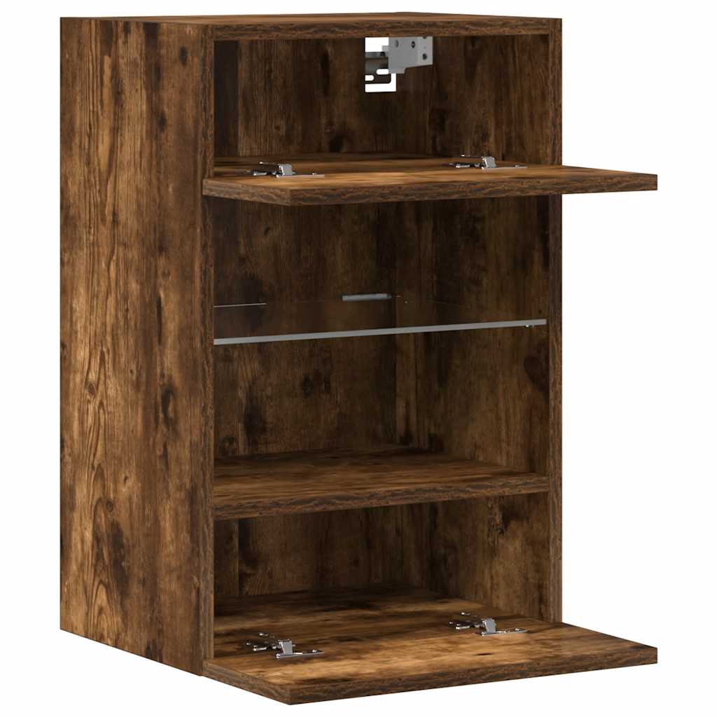 Mobili da parete con luci LED per TV 2pz Rovere Fumo 40x30x60,5 cm