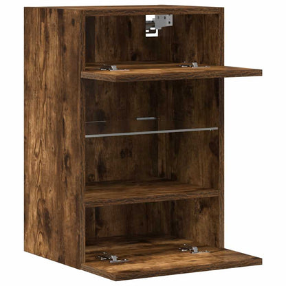 Mobili da parete con luci LED per TV 2pz Rovere Fumo 40x30x60,5 cm