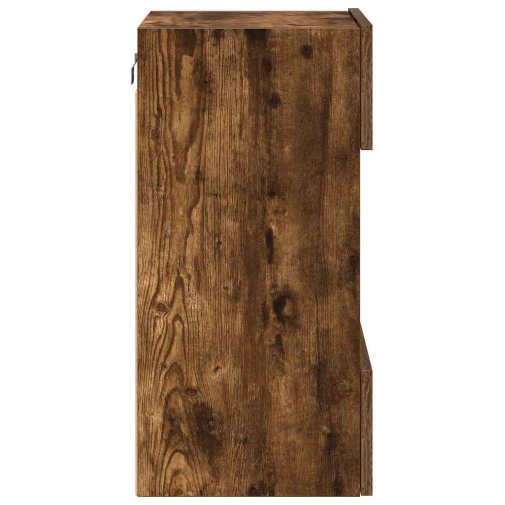 Mobili da parete con luci LED per TV 2pz Rovere Fumo 40x30x60,5 cm