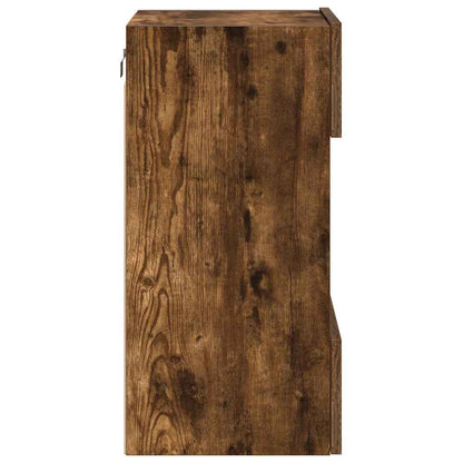 Mobili da parete con luci LED per TV 2pz Rovere Fumo 40x30x60,5 cm