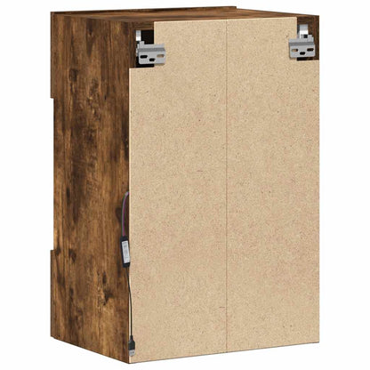 Mobili da parete con luci LED per TV 2pz Rovere Fumo 40x30x60,5 cm